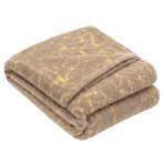 Pled „Gilded Brown fleece blanket“. Pledy, 200x220 cm. Piaskowy pled z wyrazistym złotym marmurkowym wzorem żyłkowym.
