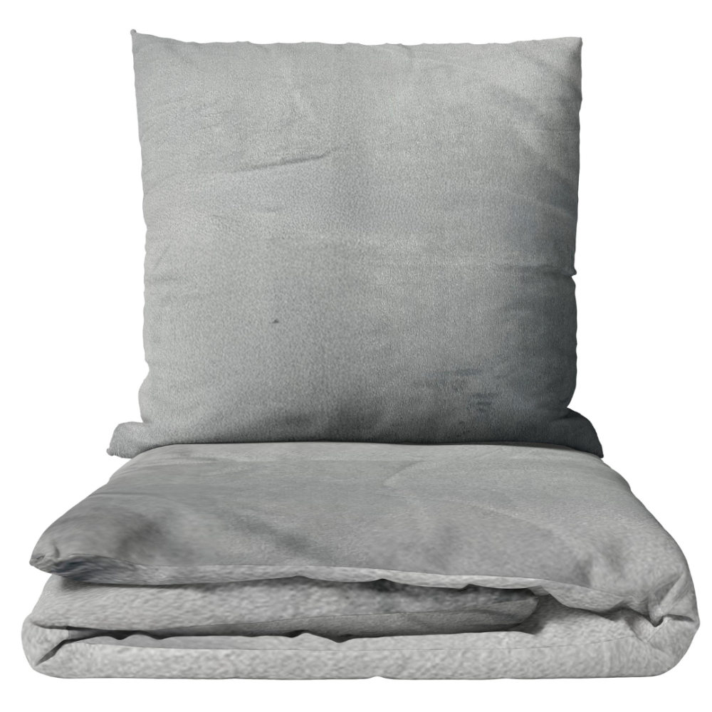 Pościel z pluszu „Minky Grey Solid“. Komplety pościeli 200x220, 200x220 cm. Szara pościel o jednolitym, delikatnym ciemnoszarym odcieniu.