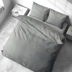 Pościel z pluszu „Minky Grey Solid“. Komplety pościeli 200x220, 200x220 cm. Jednolity szary odcień pościeli tworzy subtelne i nowoczesne tło wnętrza.