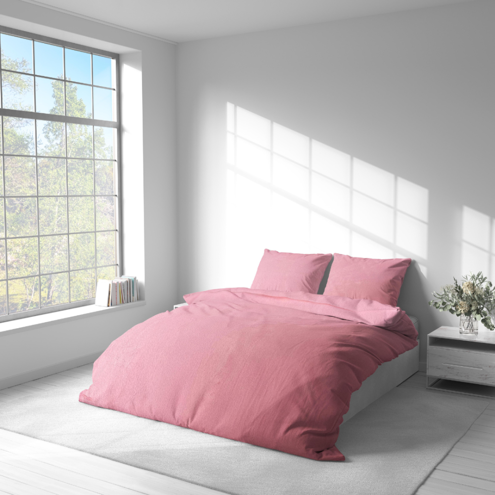 Pościel z pluszu „Minky Rose Solid“. Komplety pościeli 200x220, 200x220 cm. Pastelowa pościel w jasnoróżowym kolorze