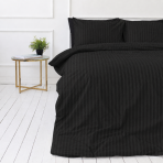 Pościel satyna bawełniana PREMIUM "Black Stripe Sateen“. Wzorzysta pościel, 140x200 cm, 200x200 cm. Bawełniany komplet w czarnym odcieniu z delikatnymi prążkami. Pościel satyna bawełniana PREMIUM "Black Stripe Sateen“. Wzorzysta pościel, 140x200 cm, 200x200 cm. Bawełniany komplet w czarnym odcieniu z delikatnymi prążkami.