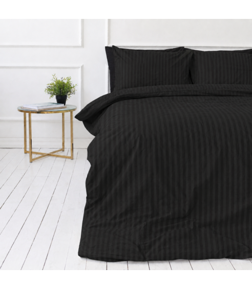Pościel satyna bawełniana PREMIUM "Black Stripe Sateen“. Pościel Satynowa