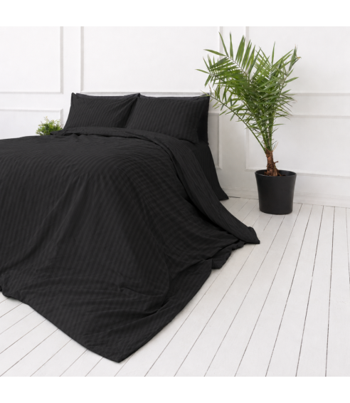 Pościel satyna bawełniana PREMIUM "Black Stripe Sateen“. Pościel Satynowa