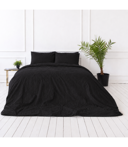 Pościel satyna bawełniana PREMIUM "Black Stripe Sateen“. Pościel Satynowa