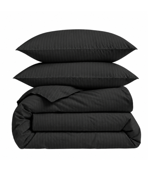 Pościel satyna bawełniana PREMIUM "Black Stripe Sateen“. Pościel Satynowa