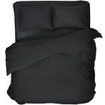 Pościel satyna bawełniana PREMIUM "Black Stripe Satin“. Pościel Satynowa Premium, 140x200 cm, 200x200 cm. Ciemno czarny komplet pościeli z subtelnymi pionowymi paskami i satynowym połyskiem.