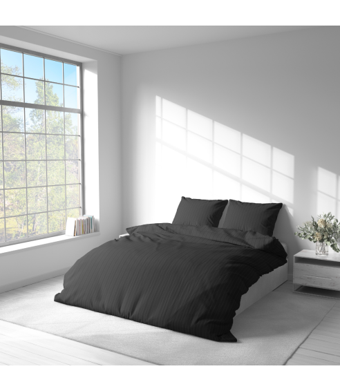 Pościel satyna bawełniana PREMIUM "Black Stripe Satin“. Pościel Satynowa Premium