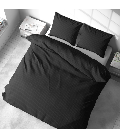 Pościel satyna bawełniana PREMIUM "Black Stripe Satin“. Pościel Satynowa Premium
