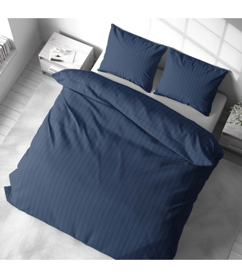 Pościel satyna bawełniana PREMIUM "Blue Stripe Satin“. Pościel Satynowa Premium