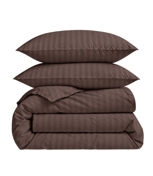 Pościel satyna bawełniana PREMIUM „Brown Stripe Sateen“. Pościel Satynowa