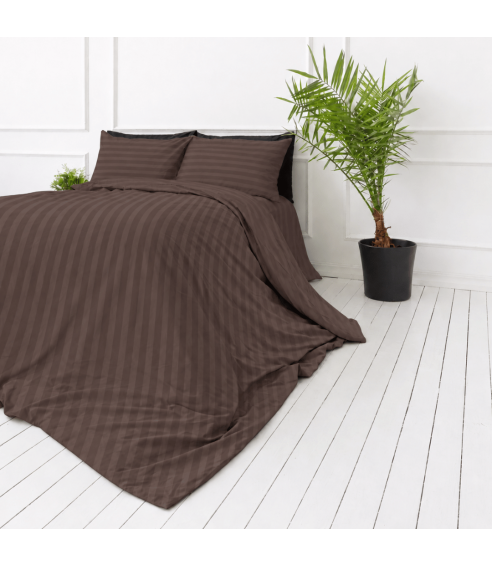 Pościel satyna bawełniana PREMIUM „Brown Stripe Sateen“. Pościel Satynowa