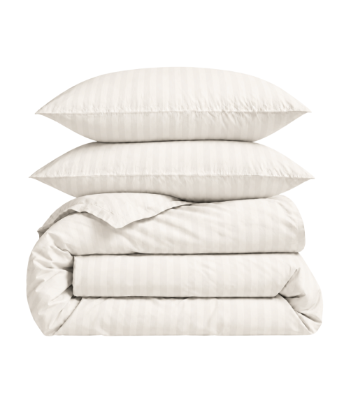 Pościel satyna bawełniana PREMIUM „Snow White Stripe Sateen“. Pościel Satynowa