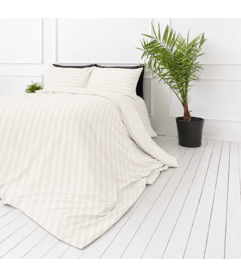 Pościel satyna bawełniana PREMIUM „Snow White Stripe Sateen“. Pościel Satynowa