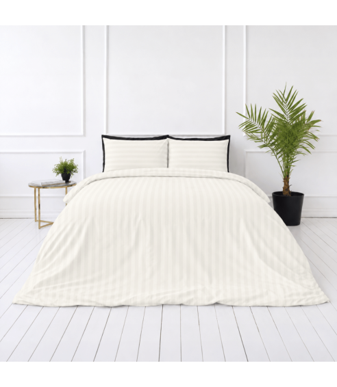 Pościel satyna bawełniana PREMIUM „Snow White Stripe Sateen“. Pościel Satynowa