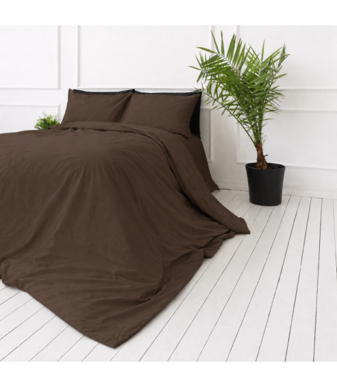 Pościel satyna bawełniana PREMIUM „Brown“. Pościel Satynowa