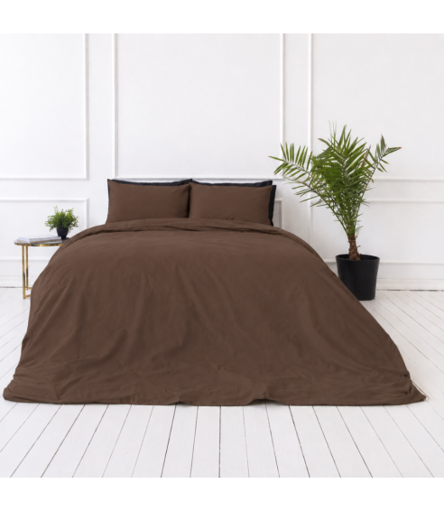 Pościel satyna bawełniana PREMIUM „Brown“. Pościel Satynowa