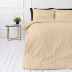Pościel satyna bawełniana PREMIUM „Champagne Stripe Sateen“. Pościel 150x200, 140x200 cm, 150x200 cm, 160x200 cm, 180x200 cm, 200x200 cm, 200x220 cm, 220x240 cm. Jasnopiaskowa pościel z eleganckimi tonalnymi pasami