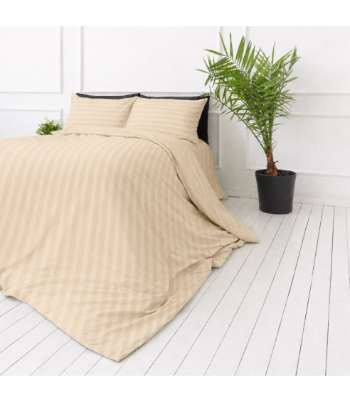Pościel satyna bawełniana PREMIUM „Champagne Stripe Sateen“. Pościel Satynowa