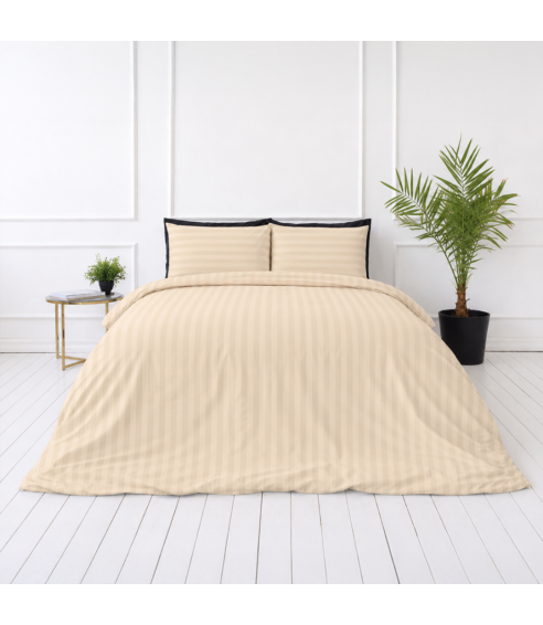 Pościel satyna bawełniana PREMIUM „Champagne Stripe Sateen“. Pościel Satynowa