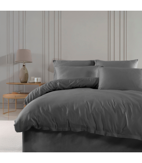 Pościel satyna bawełniana PREMIUM „Dark Grey satin“. Pościel Satynowa Premium