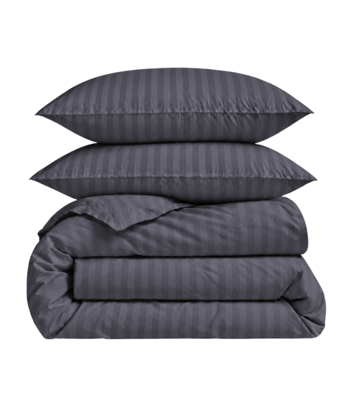 Pościel satyna bawełniana PREMIUM „Dark Grey Stripe Sateen“. Pościel Satynowa