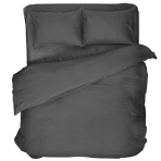 Pościel satyna bawełniana PREMIUM "Graphite Satin“. Pościel Satynowa Premium, 140x200 cm, 200x200 cm, 200x220 cm.  ciemno grafitowa pościel z minimalistycznym designem i subtelnymi pionowymi paskami.