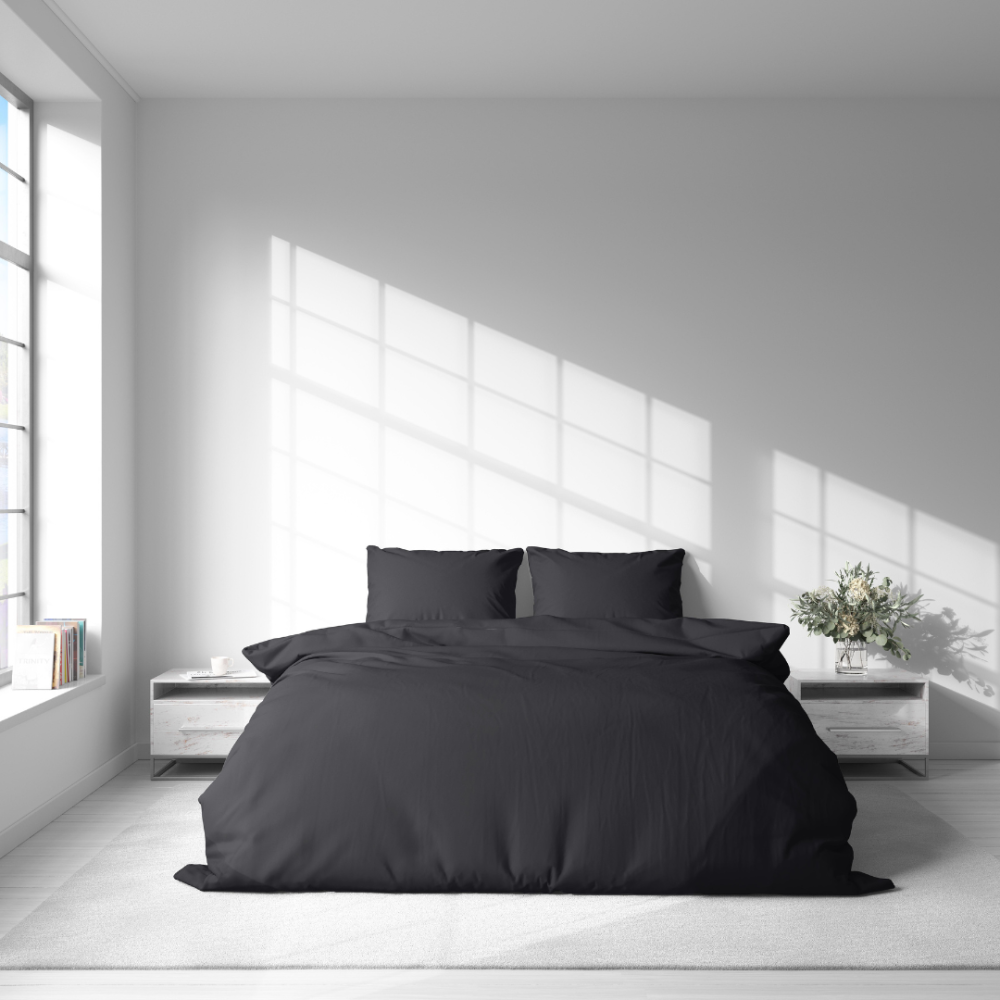 Pościel satyna bawełniana PREMIUM "Graphite Satin“. Pościel Satynowa Premium, 140x200 cm, 200x200 cm, 200x220 cm. Subtelny design komplet pościeli w głębokim szarym odcieniu.
