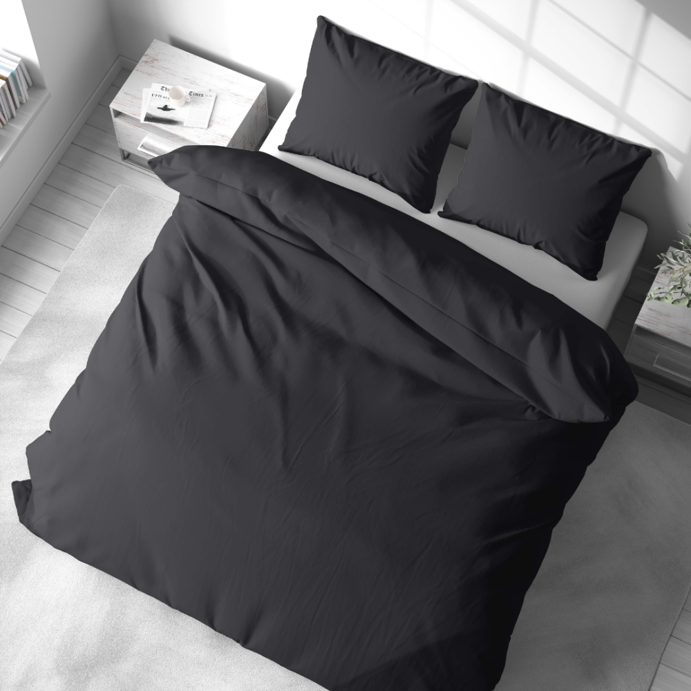 Pościel satyna bawełniana PREMIUM "Graphite Satin“. Pościel Satynowa Premium, 140x200 cm, 200x200 cm, 200x220 cm. Klasyczny bawełniany komplet pościeli w ciemnoszarym kolorze.