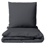 Pościel satyna bawełniana PREMIUM "Graphite Stripe Satin“. Pościel Satynowa Premium, 140x200 cm, 200x200 cm. Komplet pościeli w ciemnoszarym kolorze z delikatnymi prążkami.