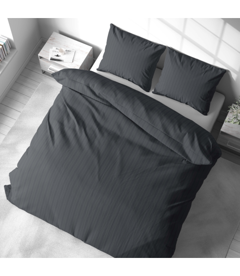 Pościel satyna bawełniana PREMIUM "Graphite Stripe Satin“. Pościel Satynowa Premium