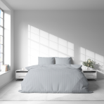 Pościel satyna bawełniana PREMIUM "Light Gray Stripe Satin“. Pościel Satynowa Premium, 140x200 cm, 200x200 cm. Nowoczesny bawełniany komplet pościeli z jasnoszarymi prążkami.