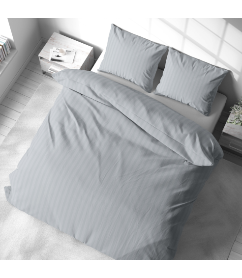 Pościel satyna bawełniana PREMIUM "Light Gray Stripe Satin“. Pościel Satynowa Premium