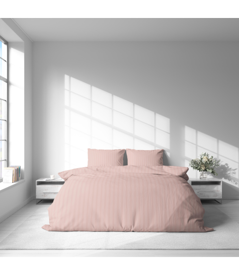 Pościel satyna bawełniana PREMIUM "Peachy Stripe Satin“. Pościel Satynowa Premium