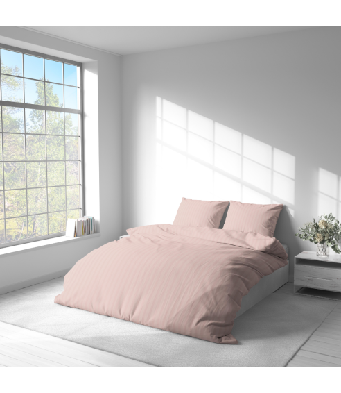 Pościel satyna bawełniana PREMIUM "Peachy Stripe Satin“. Pościel Satynowa Premium