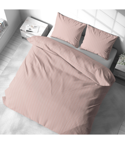 Pościel satyna bawełniana PREMIUM "Peachy Stripe Satin“. Pościel Satynowa Premium