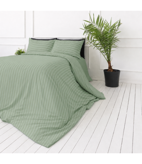 Pościel satyna bawełniana PREMIUM „Pistachio Stripe Sateen“. Pościel Satynowa