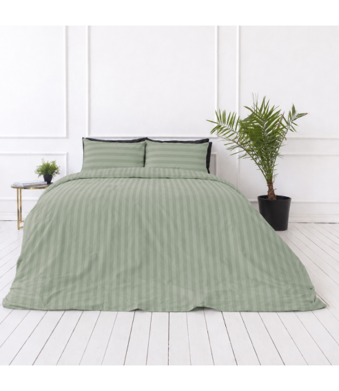 Pościel satyna bawełniana PREMIUM „Pistachio Stripe Sateen“. Pościel Satynowa