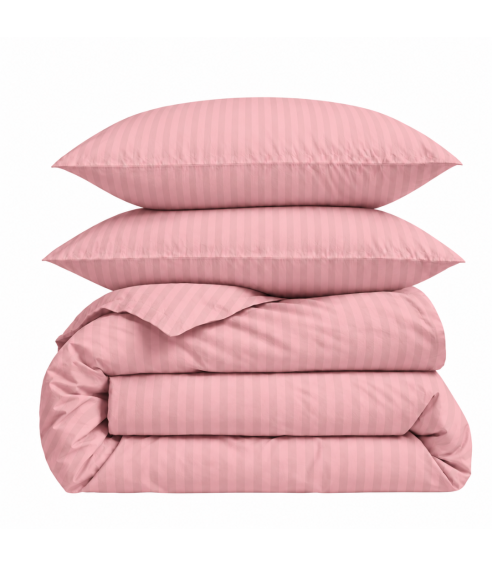 Pościel satyna bawełniana PREMIUM „Seashell Pink Stripe Sateen“. Pościel Satynowa