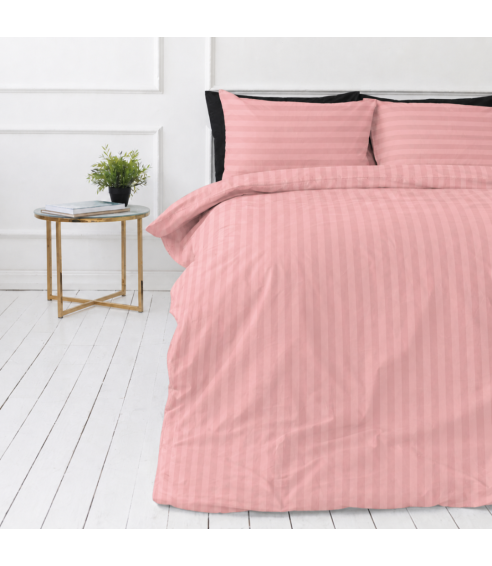 Pościel satyna bawełniana PREMIUM „Seashell Pink Stripe Sateen“. Pościel Satynowa