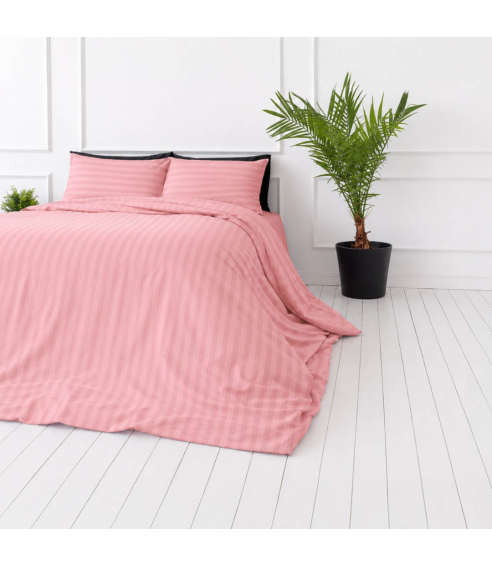 Pościel satyna bawełniana PREMIUM „Seashell Pink Stripe Sateen“. Pościel Satynowa
