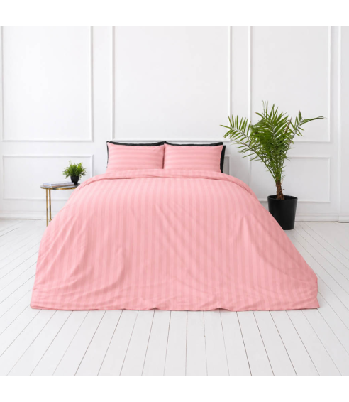 Pościel satyna bawełniana PREMIUM „Seashell Pink Stripe Sateen“. Pościel Satynowa