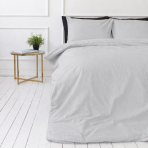 Pościel satyna bawełniana PREMIUM „Silvara“. Pościel 150x200, 140x200 cm, 150x200 cm, 160x200 cm, 180x200 cm, 200x200 cm, 200x220 cm, 220x240 cm. Delikatnie szary nowoczesny komplet bez wzoru