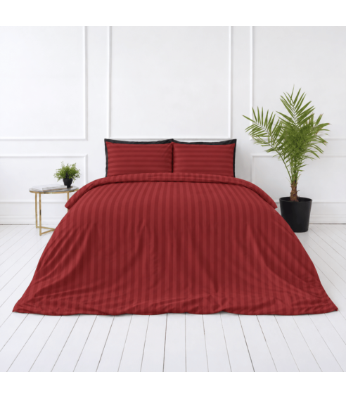 Pościel satyna bawełniana PREMIUM „Sun-dried Tomato Stripe Sateen“. Pościel Satynowa