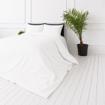 Pościel satyna bawełniana PREMIUM „White Stripe Sateen“. Pościel z mako satyny, 140x200 cm, 150x200 cm, 160x200 cm, 180x200 cm, 200x200 cm, 200x220 cm, 220x240 cm. Biała pościel w paski o eleganckim i czystym designie Pościel satyna bawełniana PREMIUM „White Stripe Sateen“. Pościel z mako satyny, 140x200 cm, 150x200 cm, 160x200 cm, 180x200 cm, 200x200 cm, 200x220 cm, 220x240 cm. Biała pościel w paski o eleganckim i czystym designie