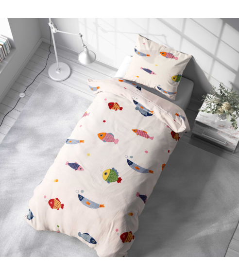 Satynowa poszewka na poduszkę "Fish wish". Poszewka na poduszkę 50x70