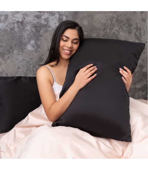 Jedwabna poszewka na poduszkę „Obsidian Silk“. Jedwabna poszewka na poduszkę