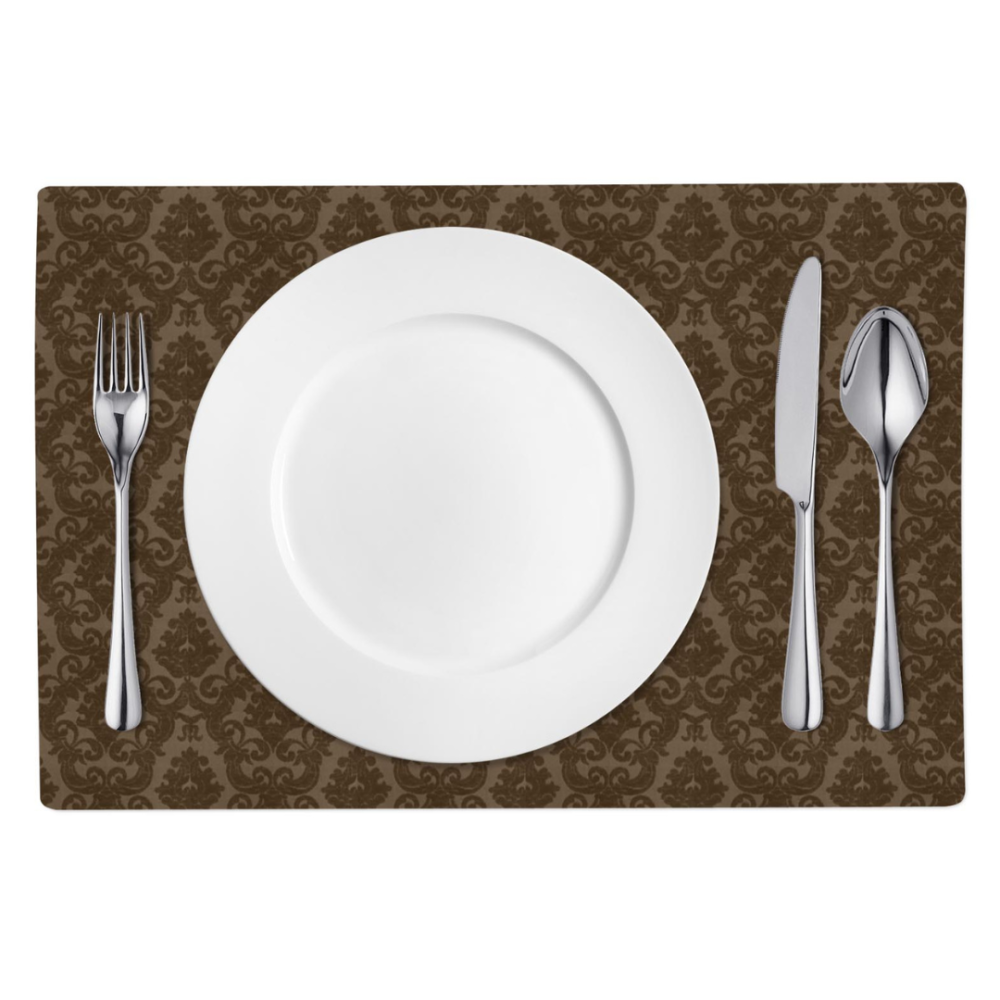 Podkładki na stół „Green baroque placemat“ 1 szt.. Lniane obrusy, 30x45 cm. Zielona podkładka na stół z eleganckim wzorem żakardowym, która doda uroku i przytulności twojemu stołowi.
