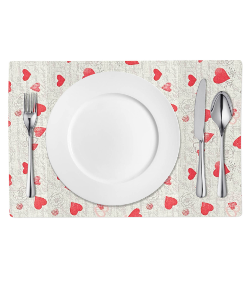 Podkładki na stół „Hearts placemat“ 1 szt.. Lniane obrusy