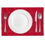 Podkładki na stół „Red baroque placemat“ 1 szt.. Lniane obrusy, 30x45 cm. Czerwony podkładka na stół z eleganckim wzorem żakardowym, idealnie uzupełniający twój świąteczny stół.