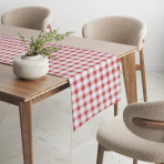 Bieżnik na stół "Picnic table runner". Bieżniki na stół, 40x140 cm, 40x200 cm. Czerwony i biały w kratkę obrus, wykonany w 100% z bawełny, wprowadza przytulność i świąteczną atmosferę.